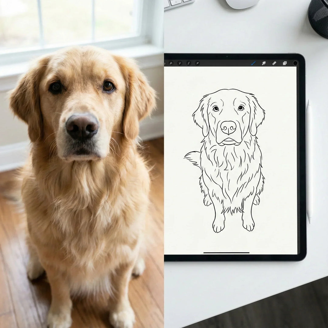 Line Art & One Line Portrait zeichnen lassen - Digital vom Foto (Zum Ausdrucken)