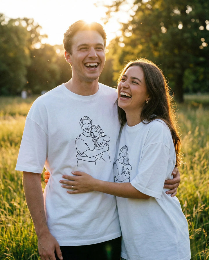 T-Shirt mit eigenem Foto - Line Art & One Line Motiv