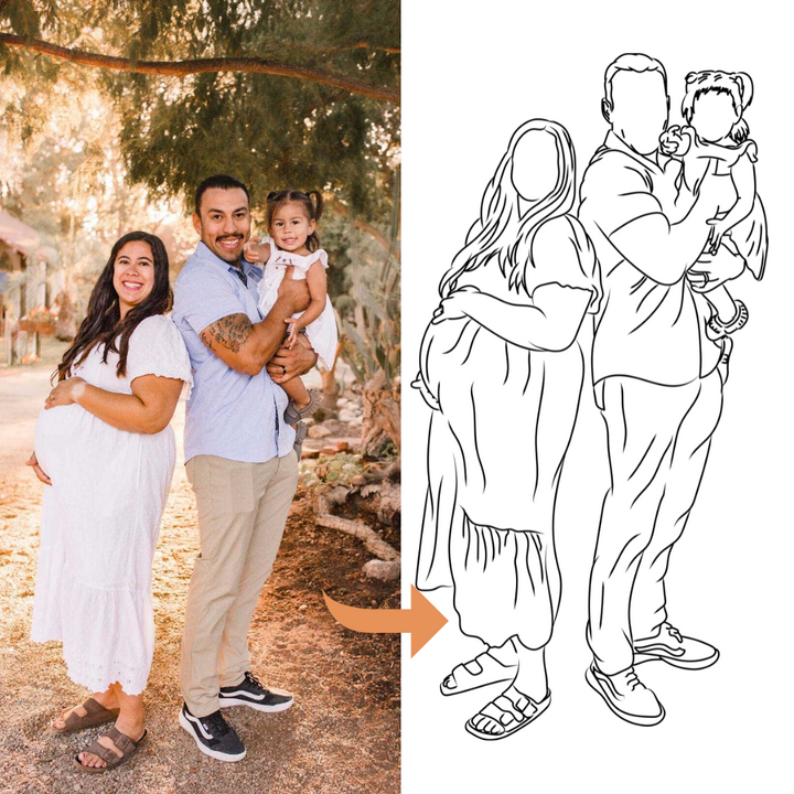 Personalisierte Digitale Familienkunst – Line Art & One Line Art