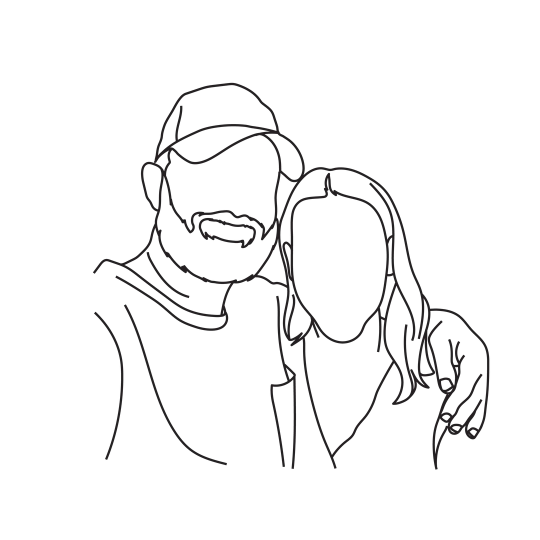 Pärchen Bild vom Foto - Line Art & One Line Zeichnung (Digital per E-Mail)