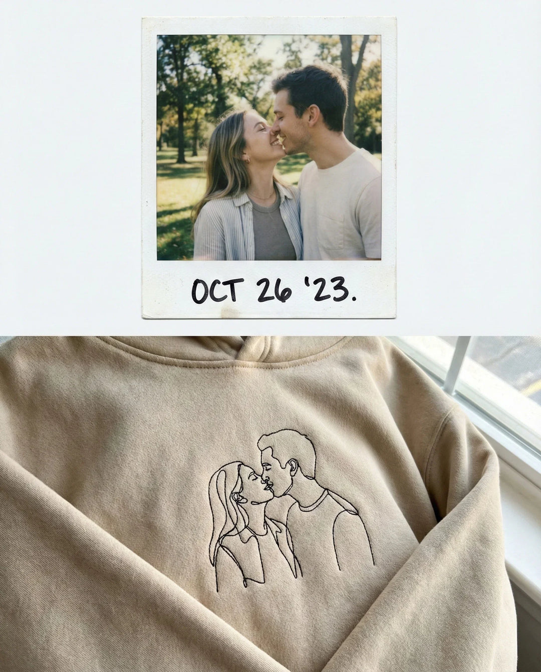 Hoodie mit eigenem Foto - Line Art & One Line Zeichnung