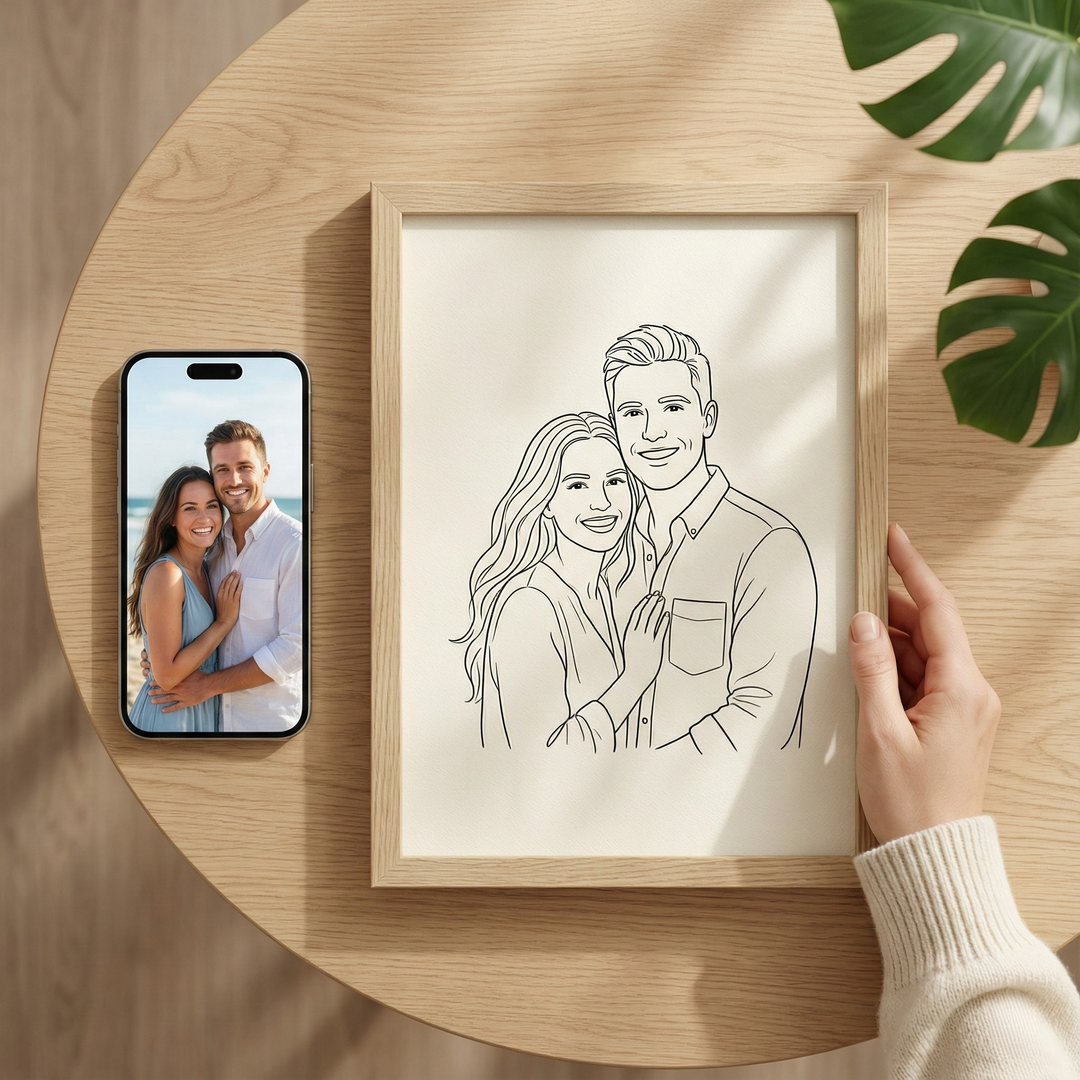 Wandbild vom Foto - Line Art & One Line Poster (Personalisiertes Geschenk)